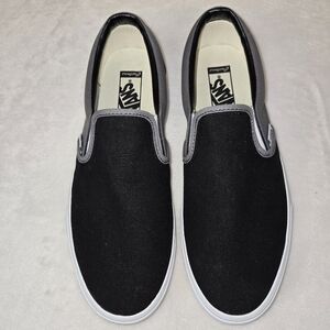 Vans Men's Black and Gray Slip-On Loafers